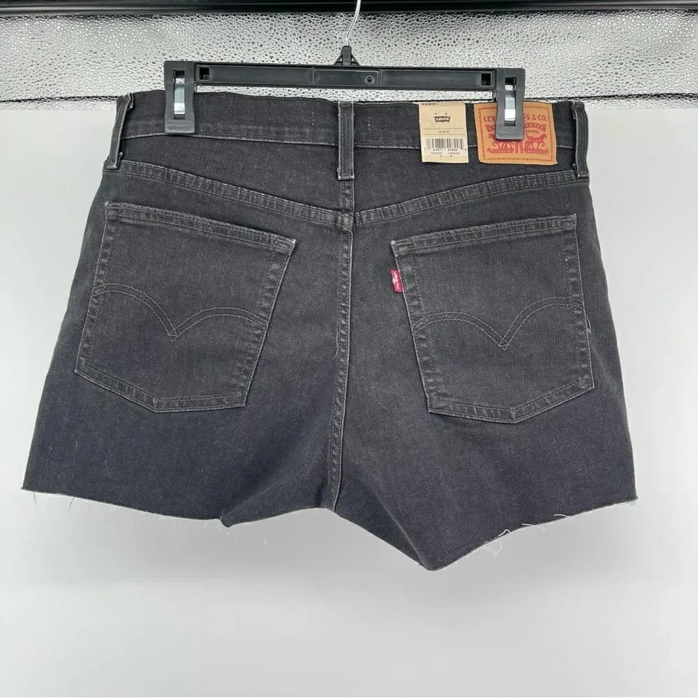 Levi’s Hypersoft High Rise Women’s Black Denim Cutoff Shorts Size 14